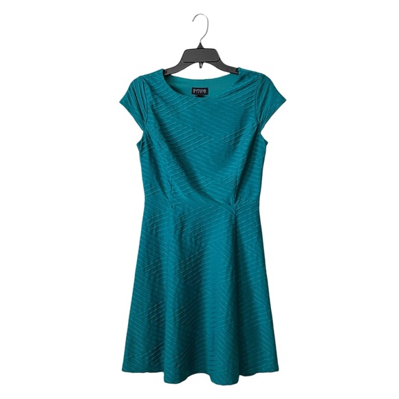 Enfocus Studio Dress Women's Size 8 Emerald Green Short Sleeve Fit Flare Work - Picture 1 of 5